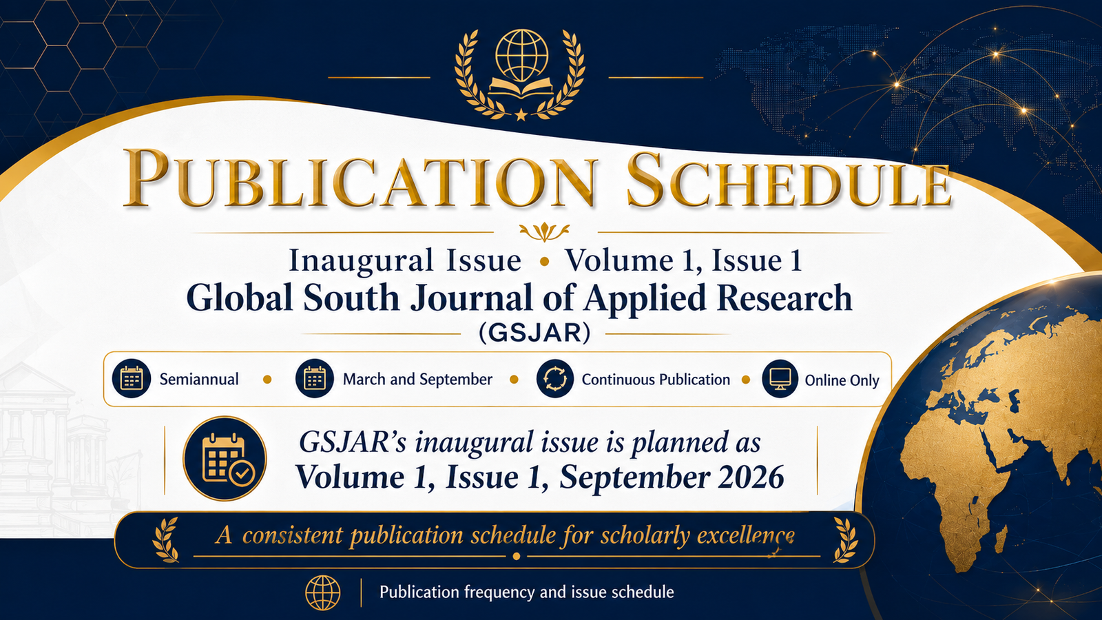 GSJAR is published semiannually, with regular issues scheduled for March and September.